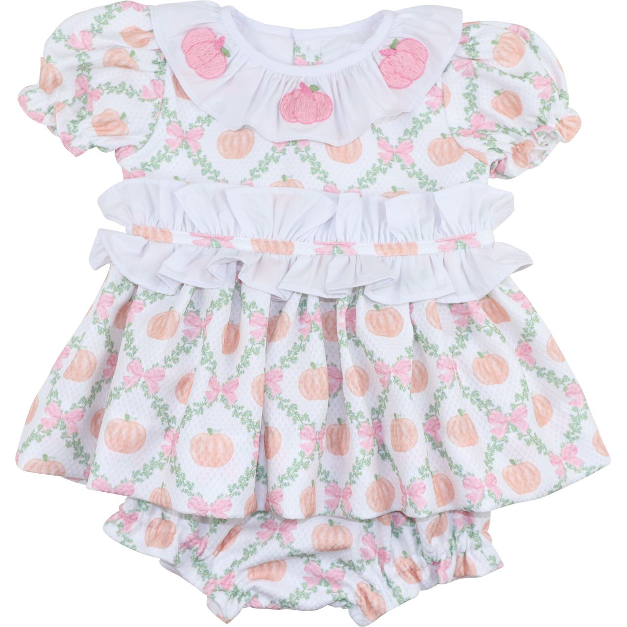 Diaper set with pumpkin pattern on a white background