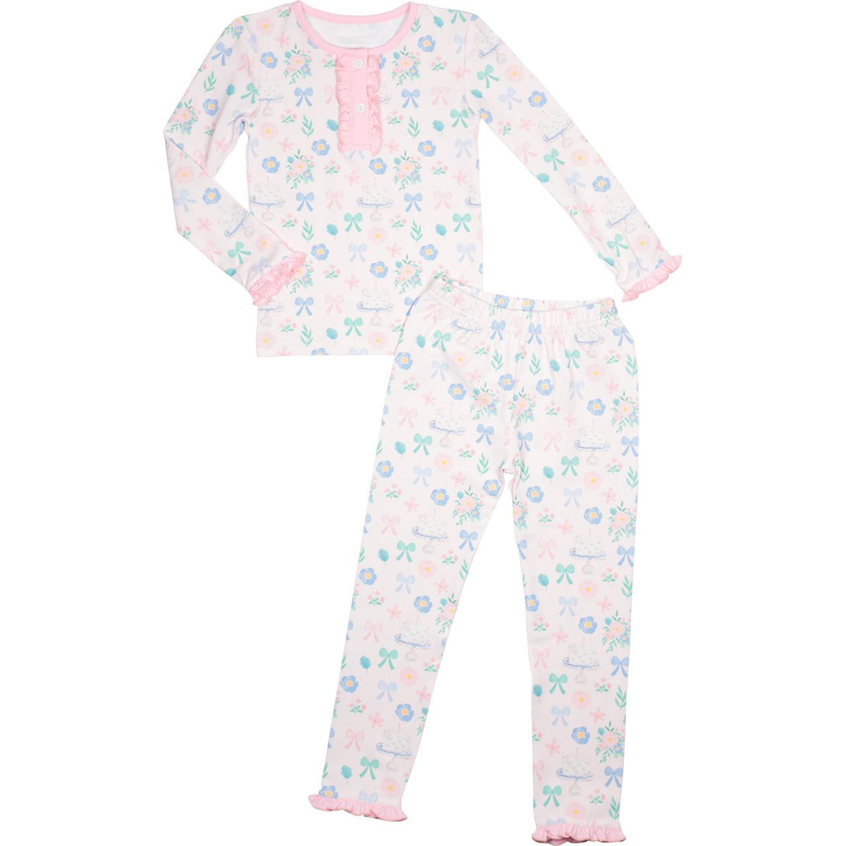 Pink Floral Birthday Print Knit Pajamas