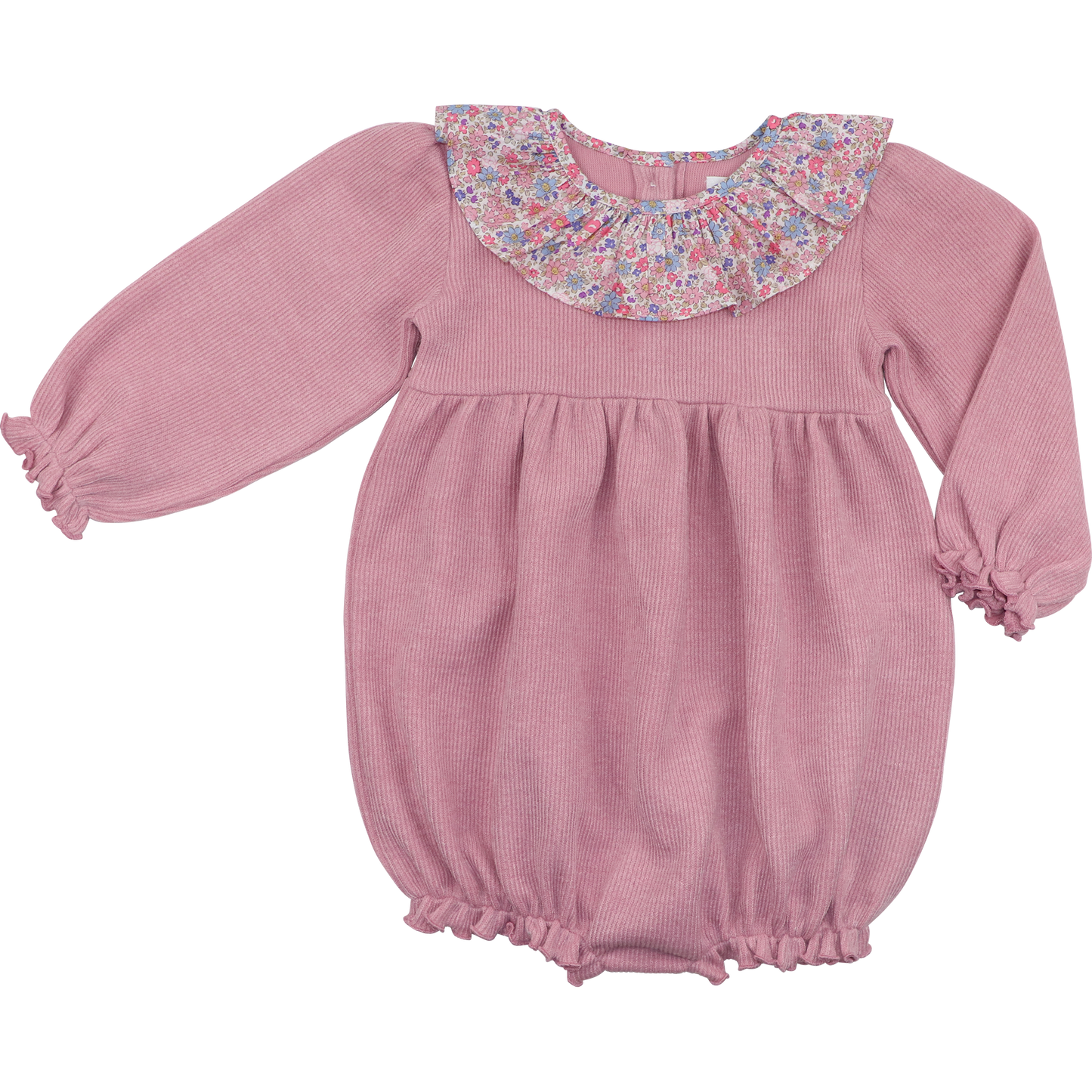 Pink floral woven sweater bubble