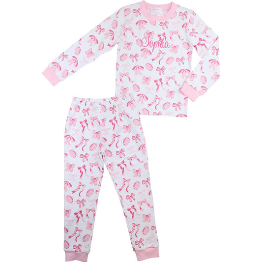 Pink Football and Bow Knit Pajamas