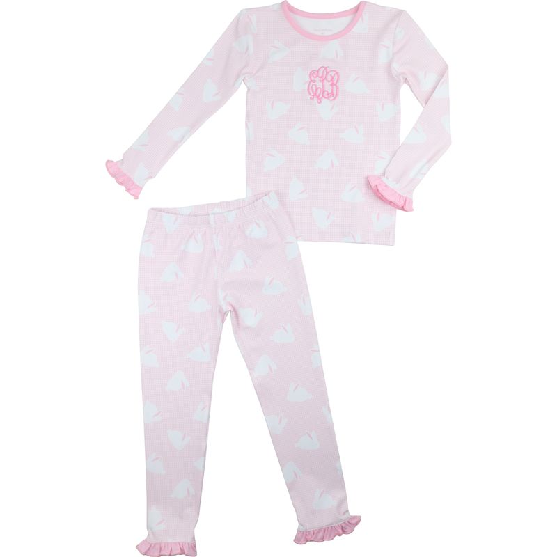 Pink Gingham Bunny Print Knit Pajamas