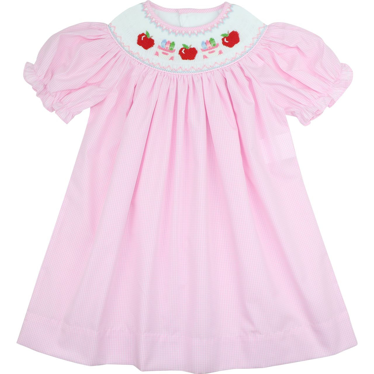 Pink Gingham Smocked Back To School Dress