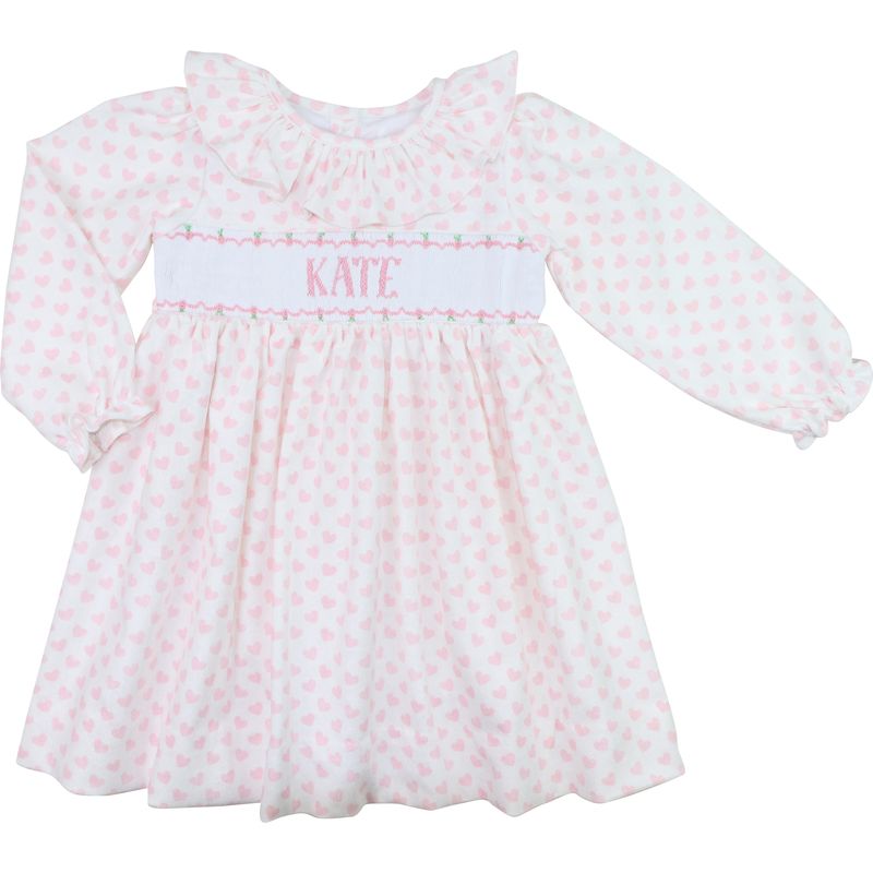 Pink Heart Custom Smocked Dress