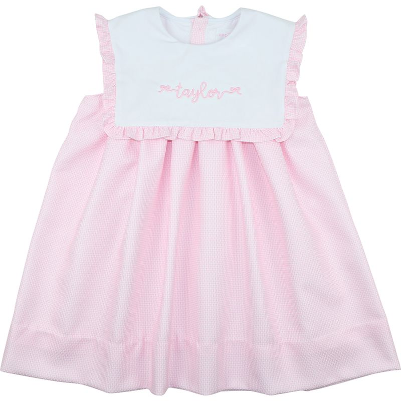 Pink Honeycomb Square Collar Dress