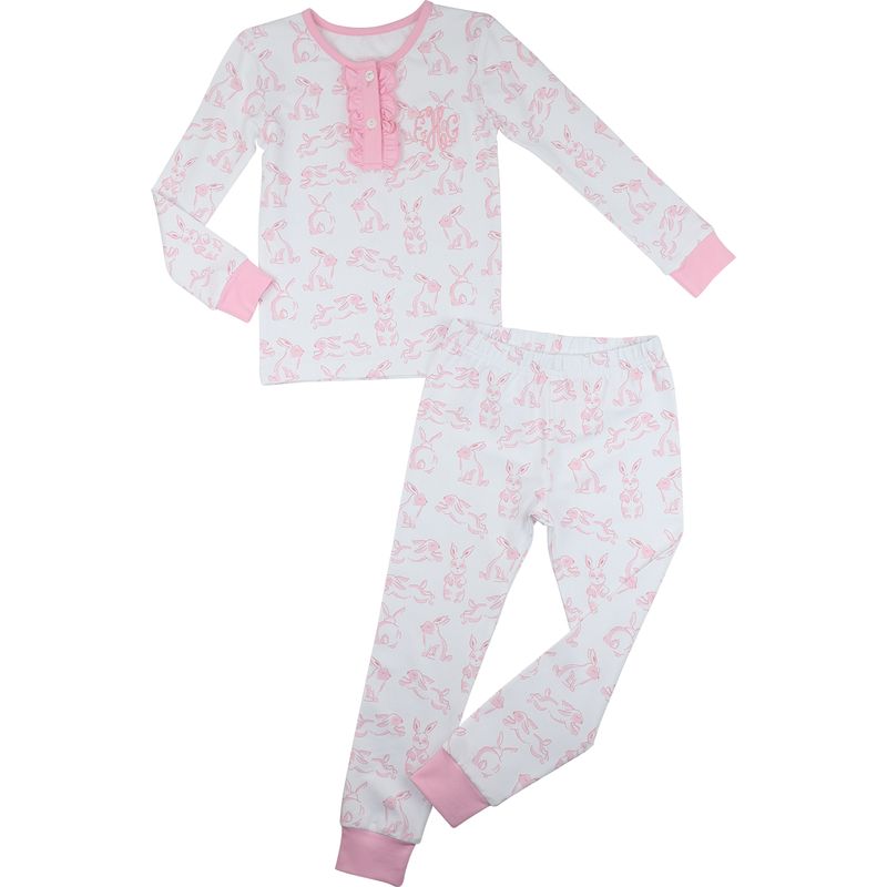 Pink Hopping Bunny Knit Pajamas