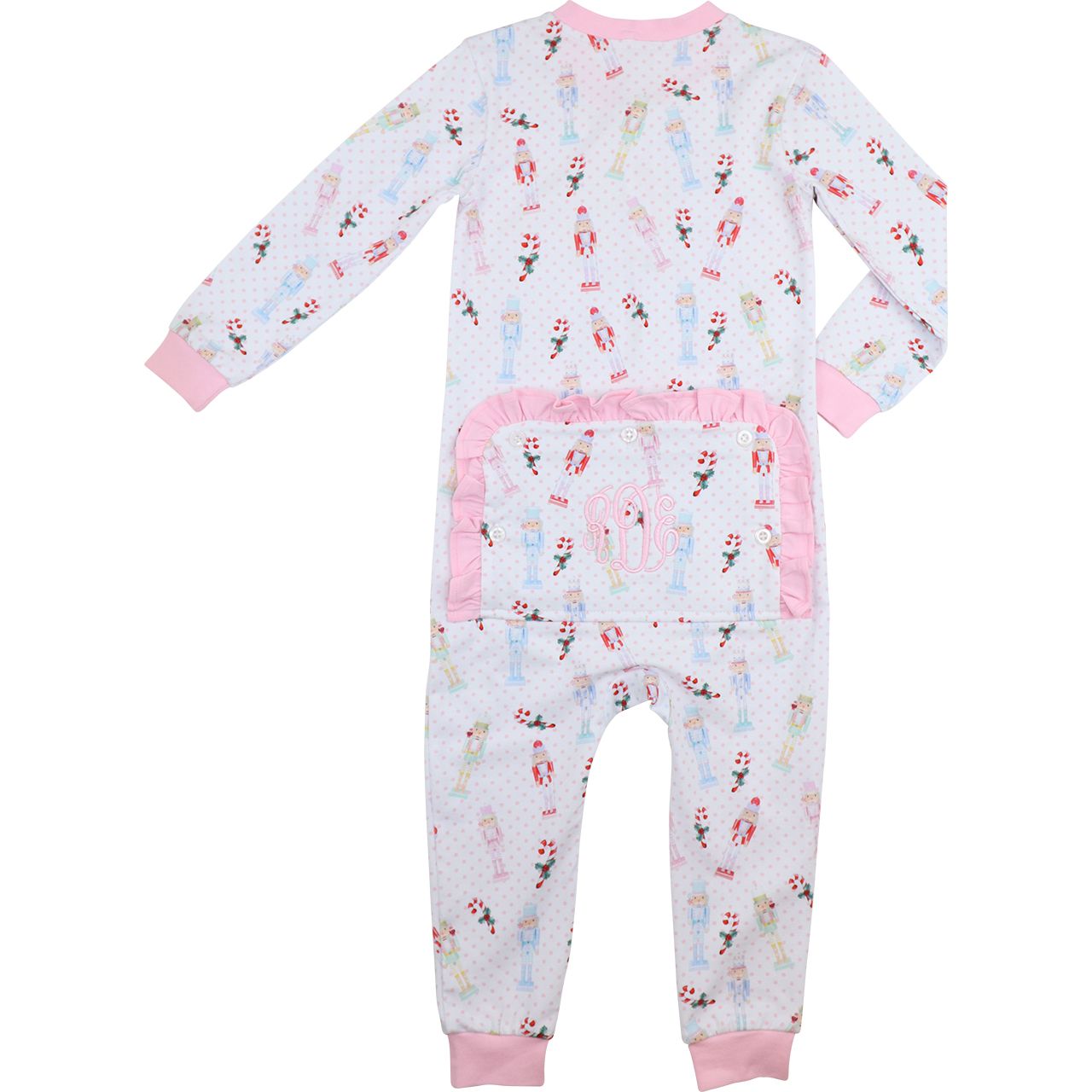 Pink Knit Nutcracker And Candy Cane Zipper Pajamas