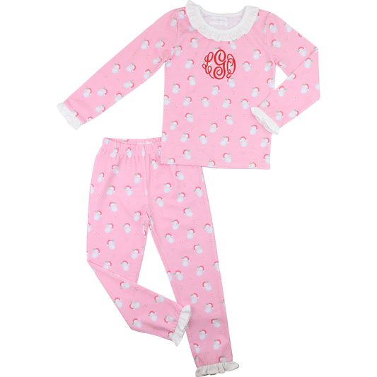 Pink Knit Santa And Candy Cane Pajamas