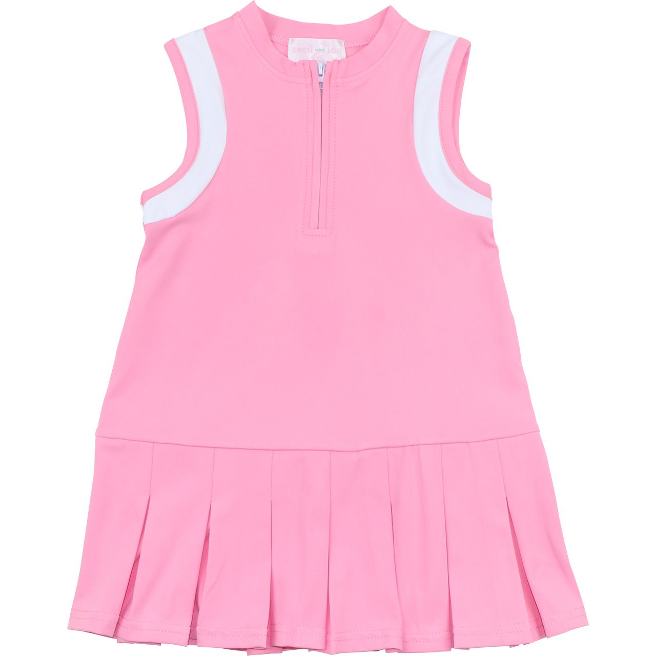 Girls Pink Lycra Tennis Dress with Shorts | Pleated Athletic Dress