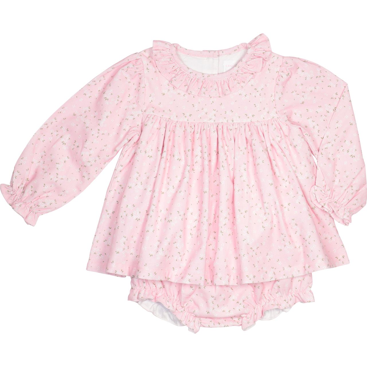 Pink Petite Floral Knit Diaper Set