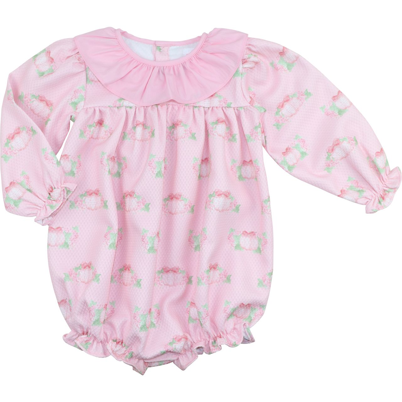 Pink bubble with floral and pumpkin pattern on a white background