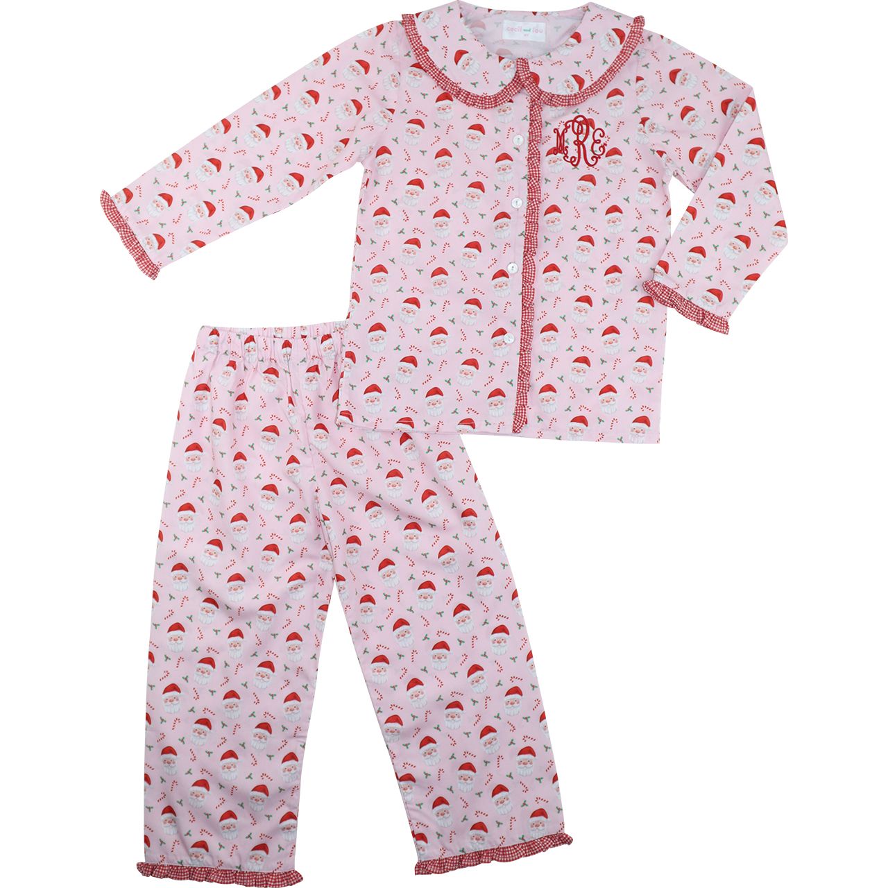 Pink Santa And Candy Cane Pajamas