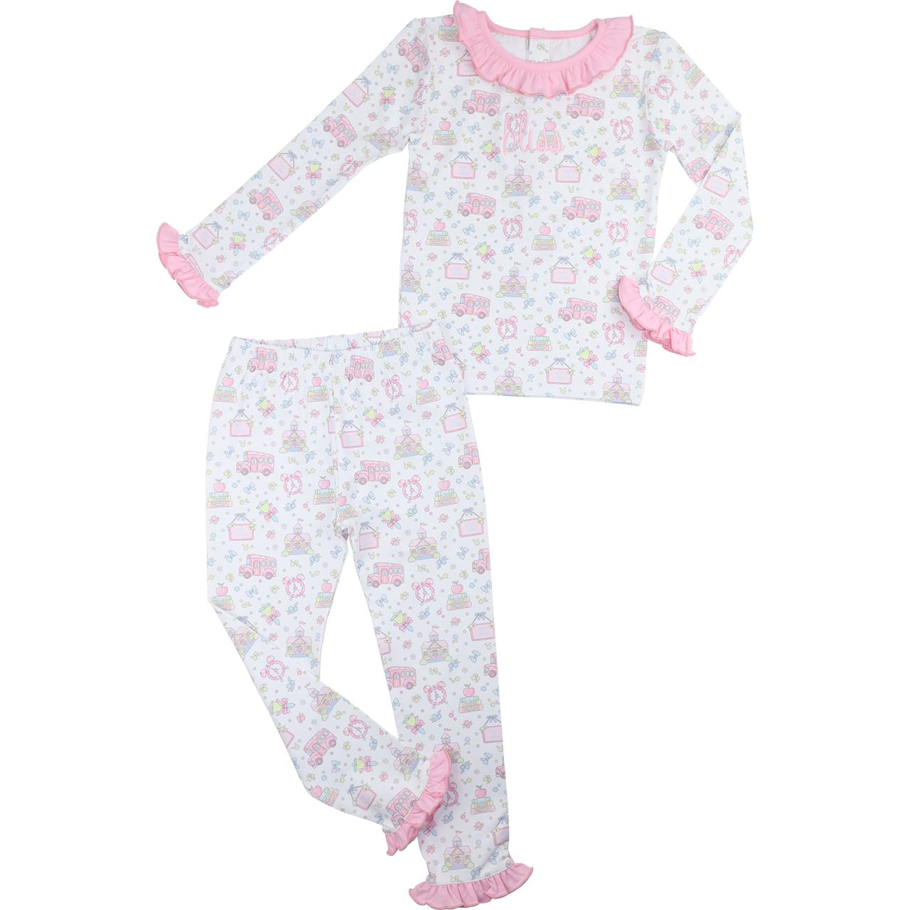 Pink School Bus Knit Pajamas