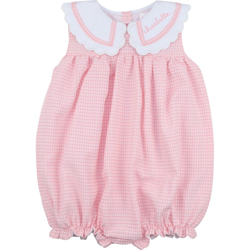 Pink Seersucker Scalloped Bubble