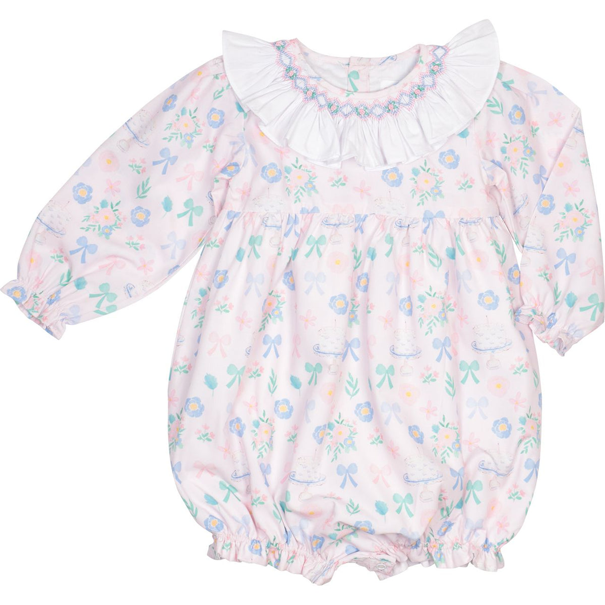 Pink Smocked Floral Birthday Print Bubble