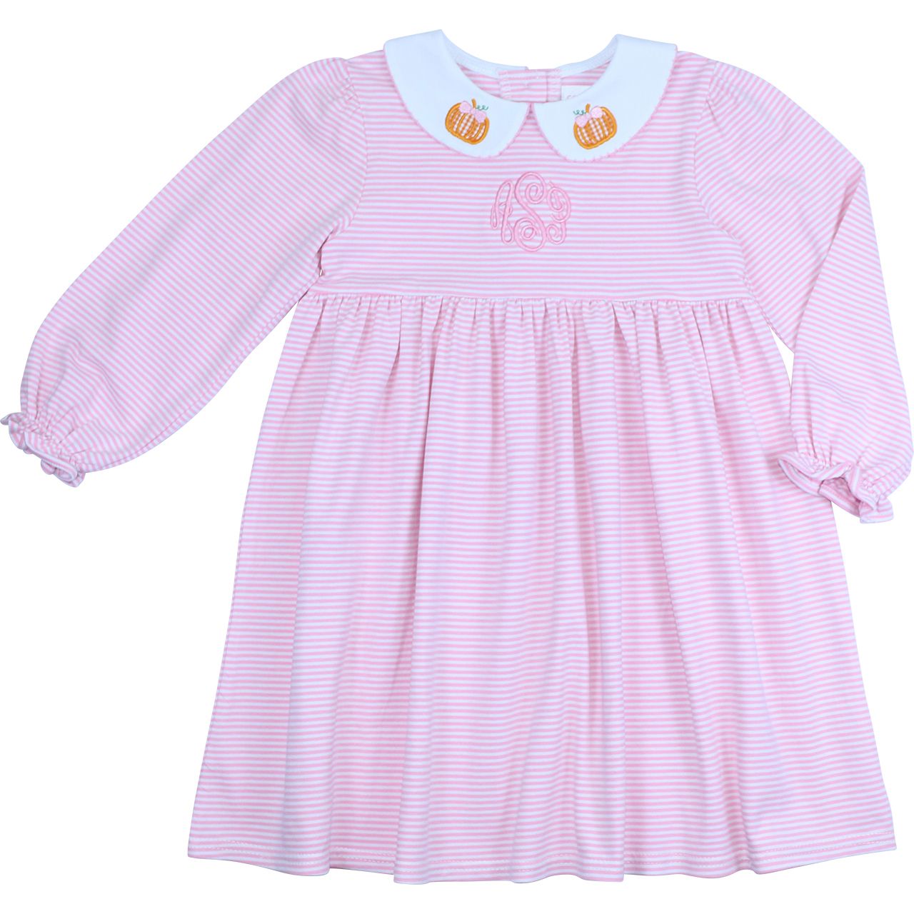 Pink Stripe Knit Applique Pumpkins Dress