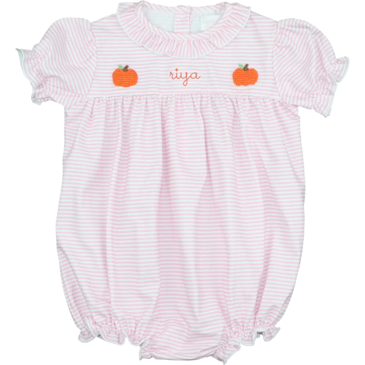 Pink Stripe Knit Embroidered Pumpkin Bubble