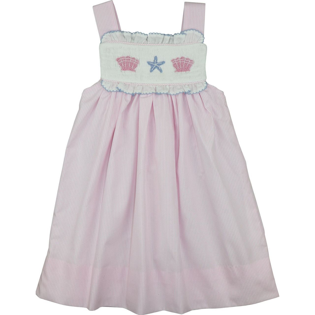 Pink Stripe Smocked Seashell Dress
