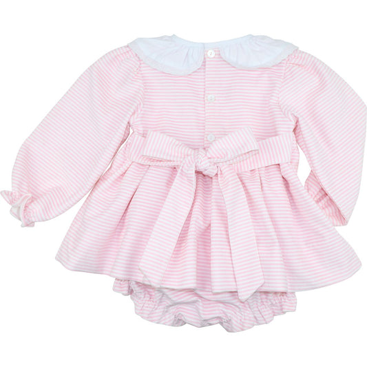 Pink Striped Corduroy Diaper Set Back
