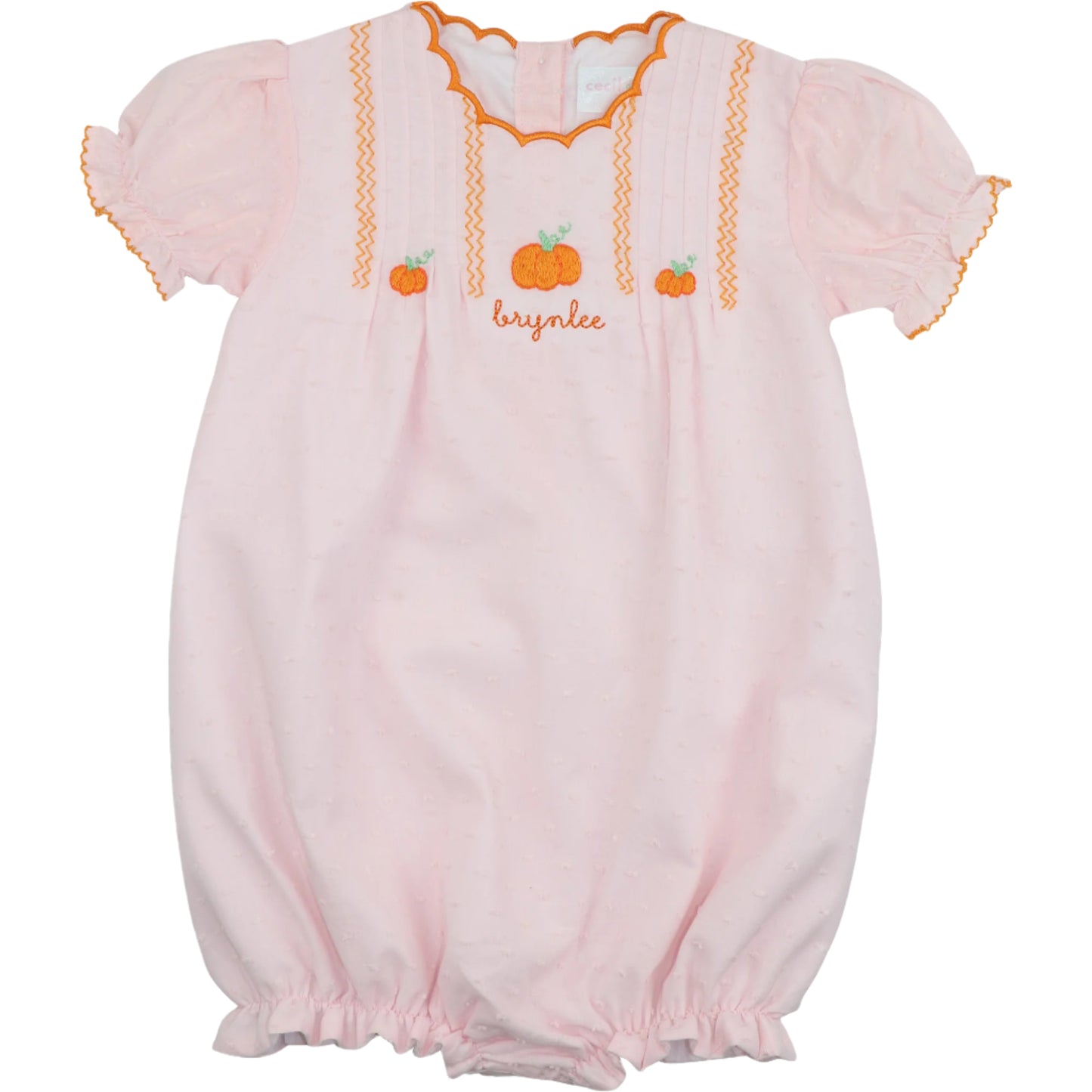 Pink Swiss Dot Embroidered Pumpkin Bubble