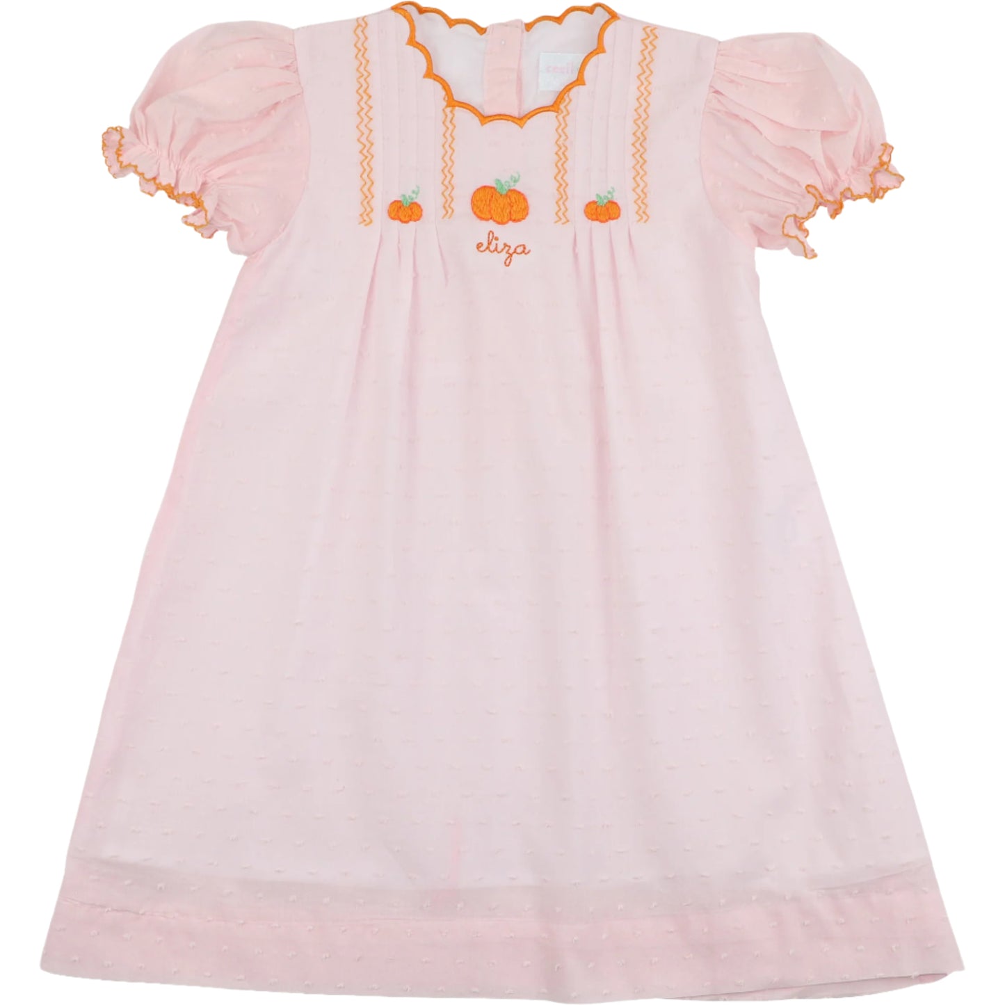 Pink Swiss Dot Embroidered Pumpkin Dress