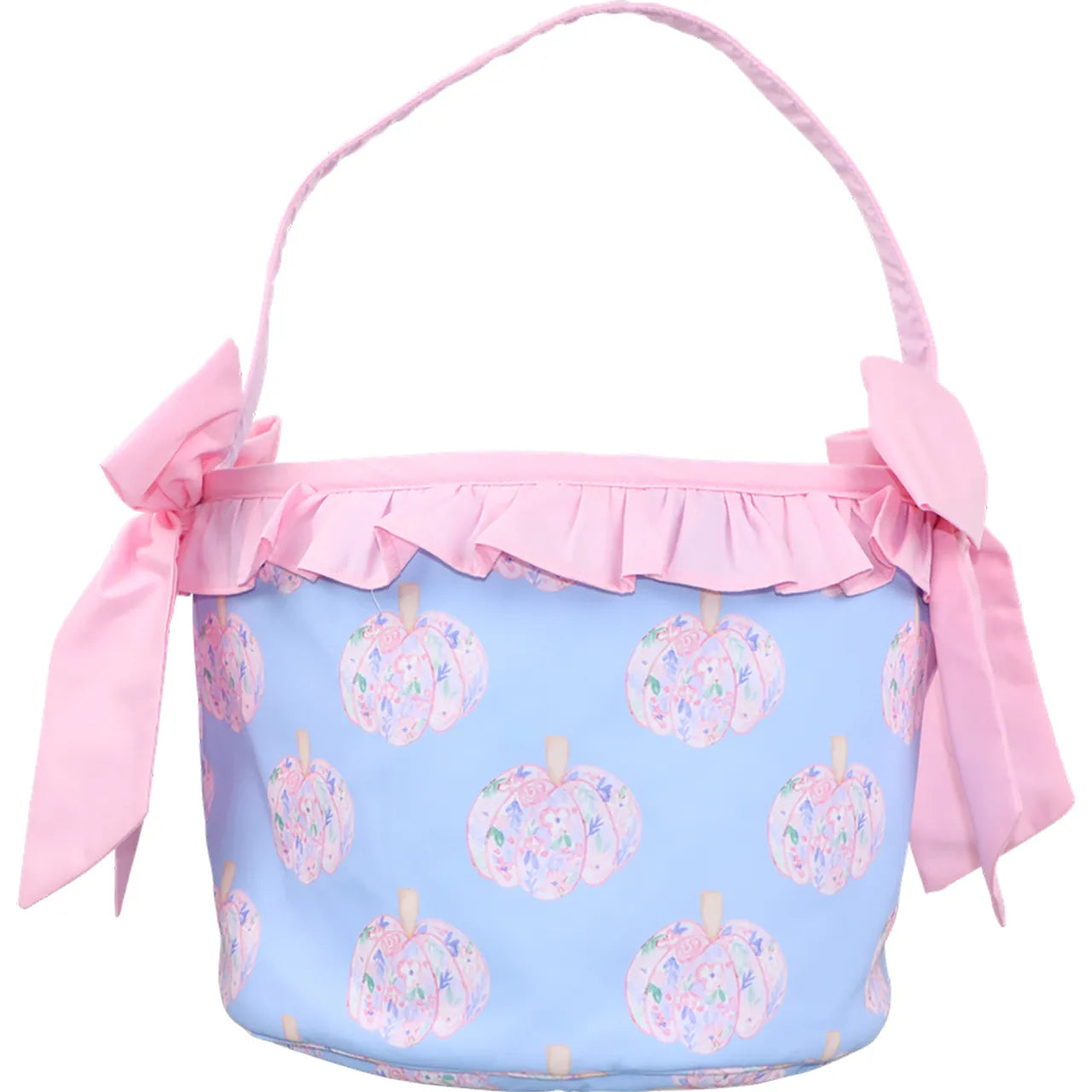 Pink and Blue Floral Pumpkin Candy Bucket