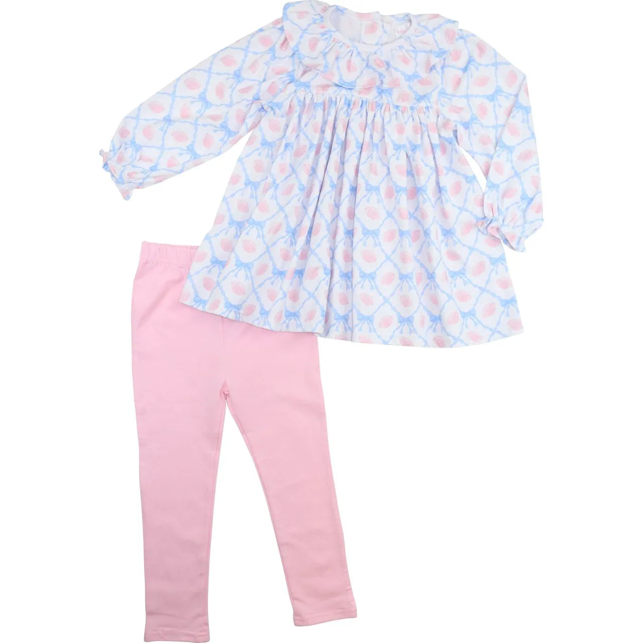 Pink and Blue Football Knit Legging Set