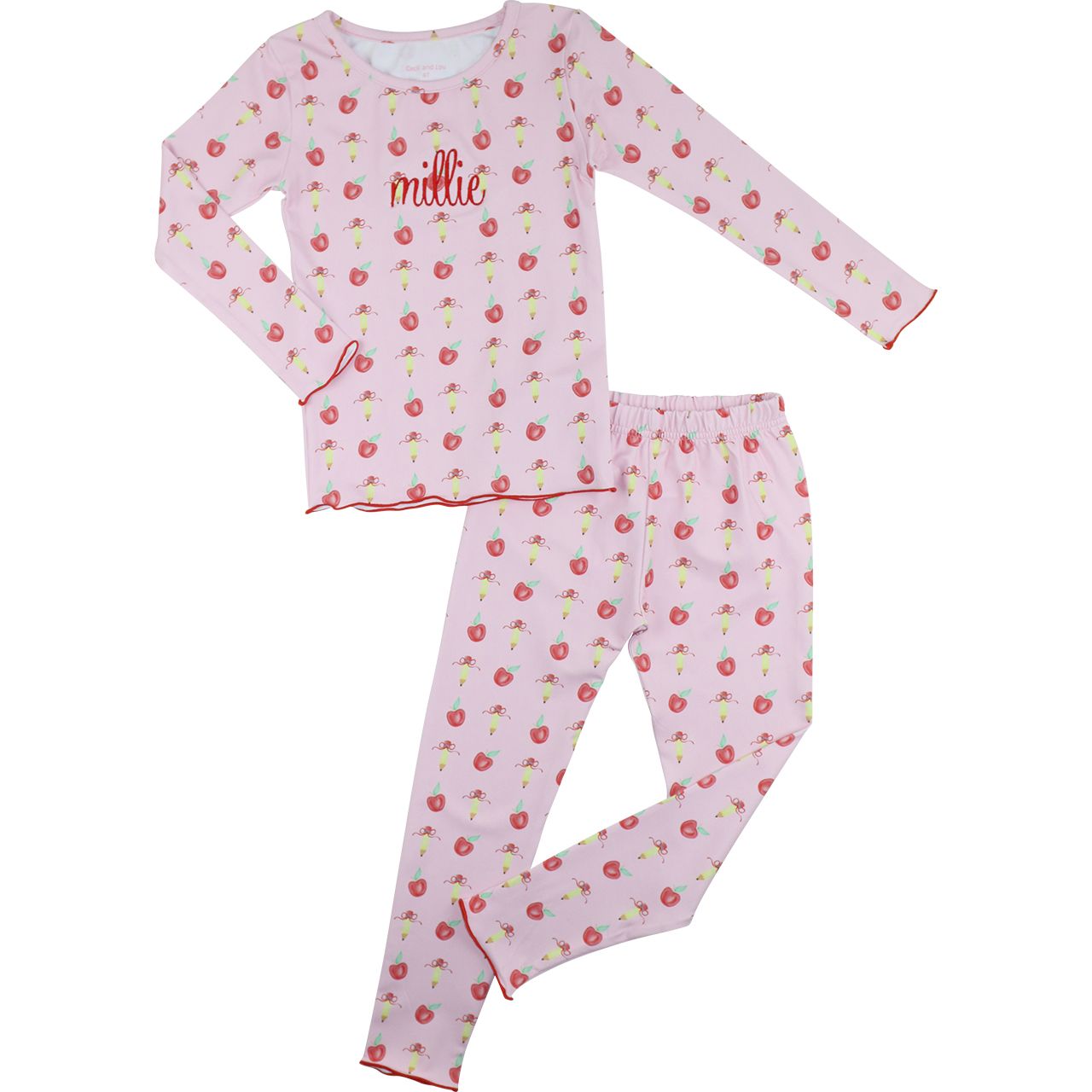 Pink Pencil And Apple Knit Pajamas