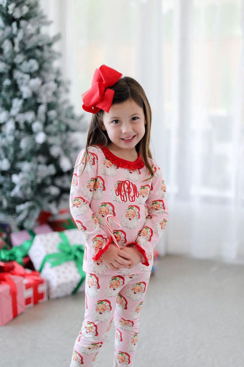 Pink Knit Vintage Santa Pajamas