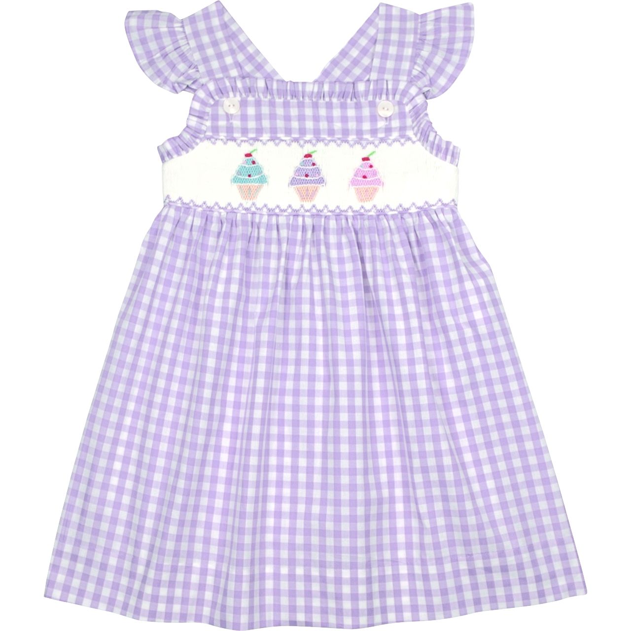 Purple Check Smocked Ice Cream Dress5