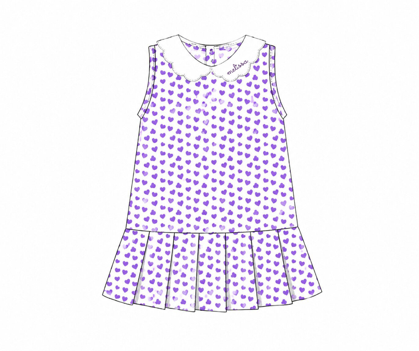 Purple Heart Print Knit Tennis Dress2