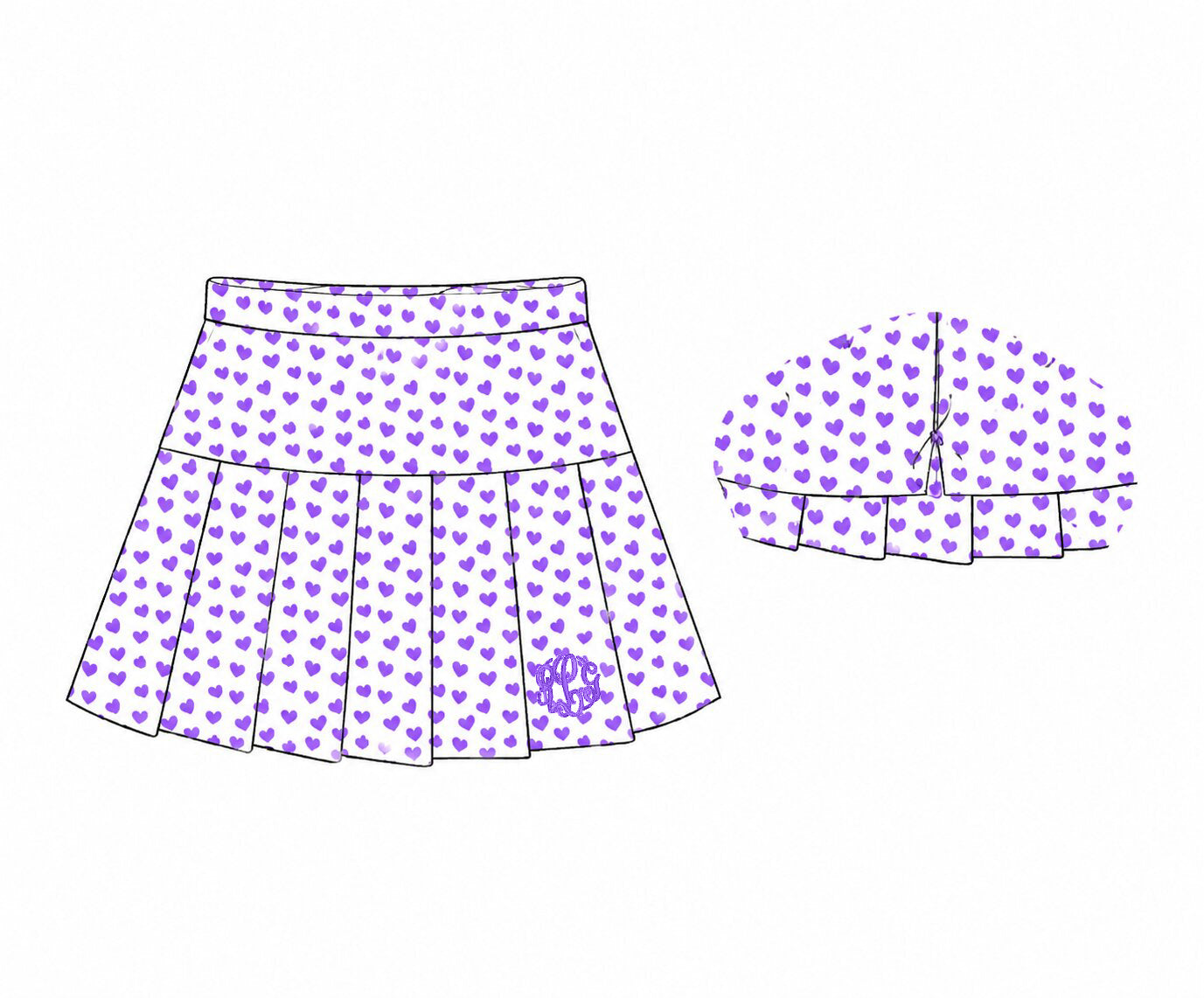 Purple Heart Print Knit Tennis Skirt2