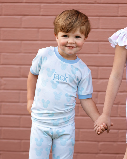 Blue Mouse Ears Knit Pajamas