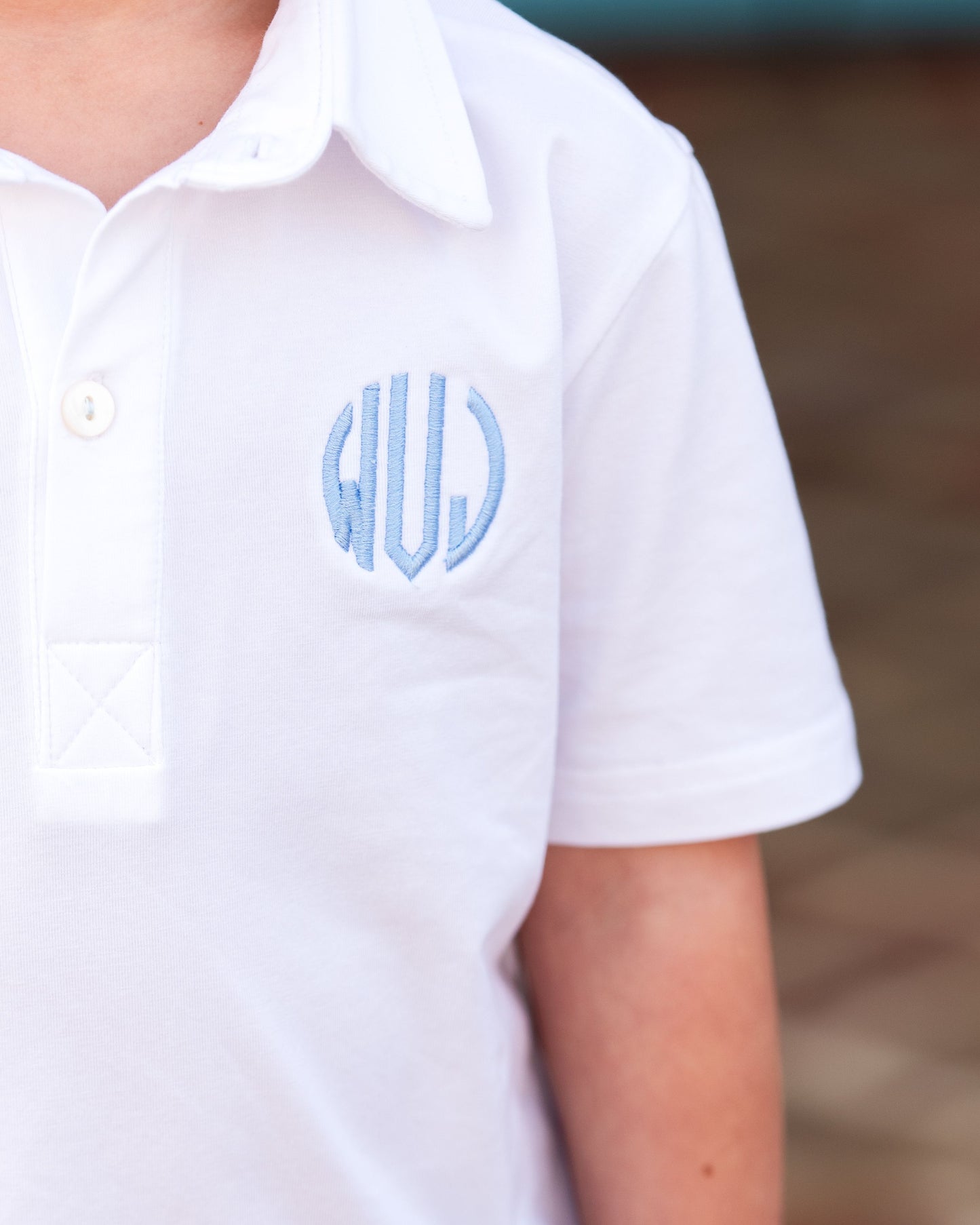 Blue And White Mouse Ears Polo Short Set