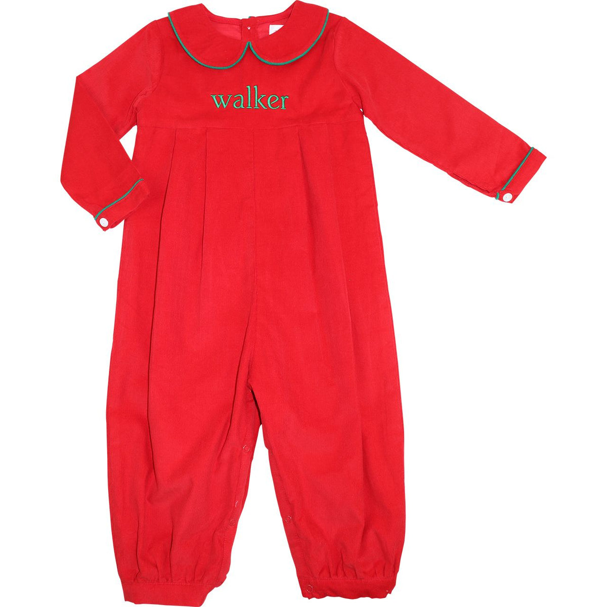 Red And Green Corduroy Long Romper