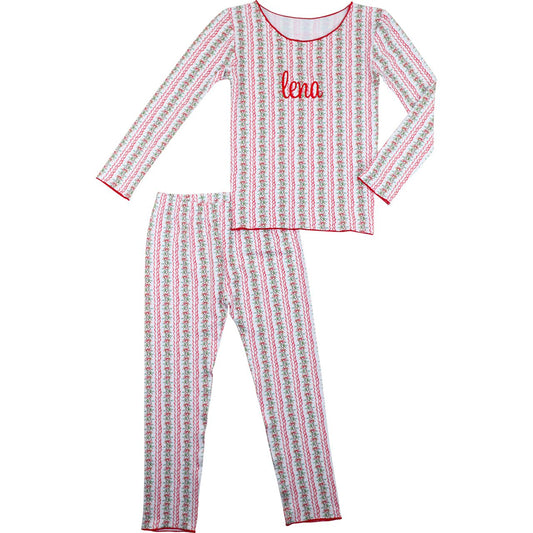 Red And Green Knit Holiday Garland Pajamas