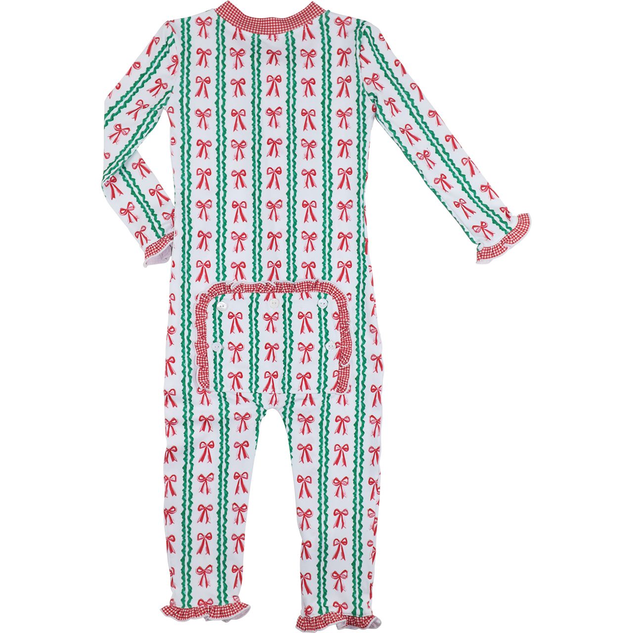 Red And Green Knit Ribbon And Bow Zipper Pajamas