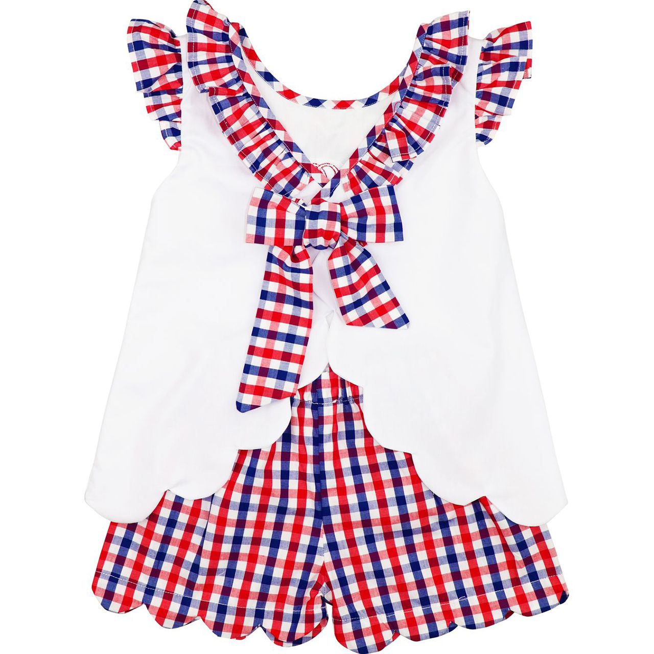 Red And Navy Check Short Set