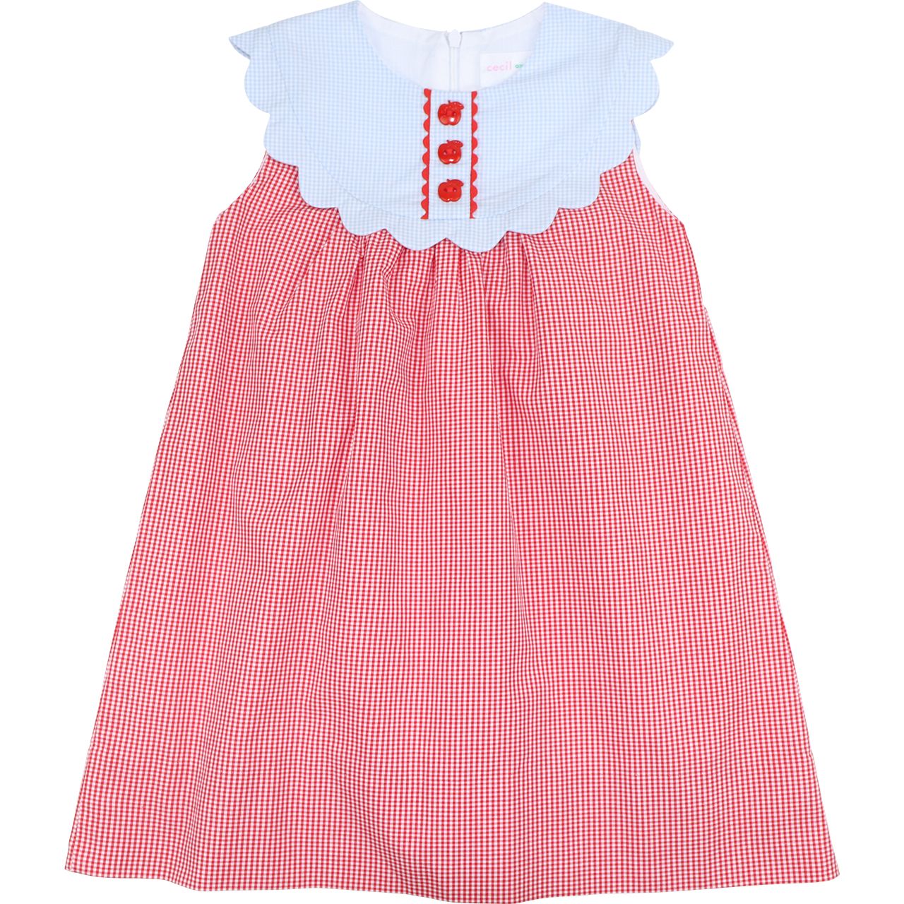 Red Gingham Apple Button Dress