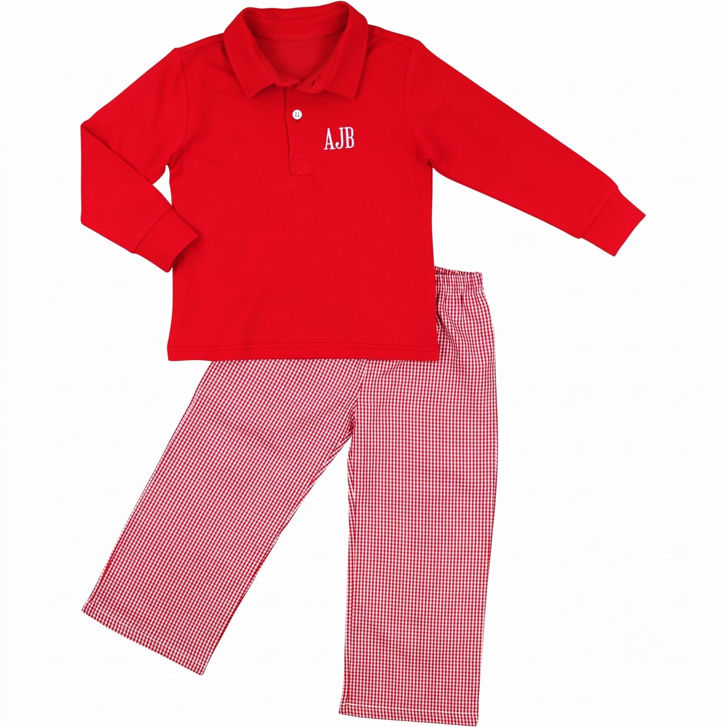 Red Gingham Polo Pant Set