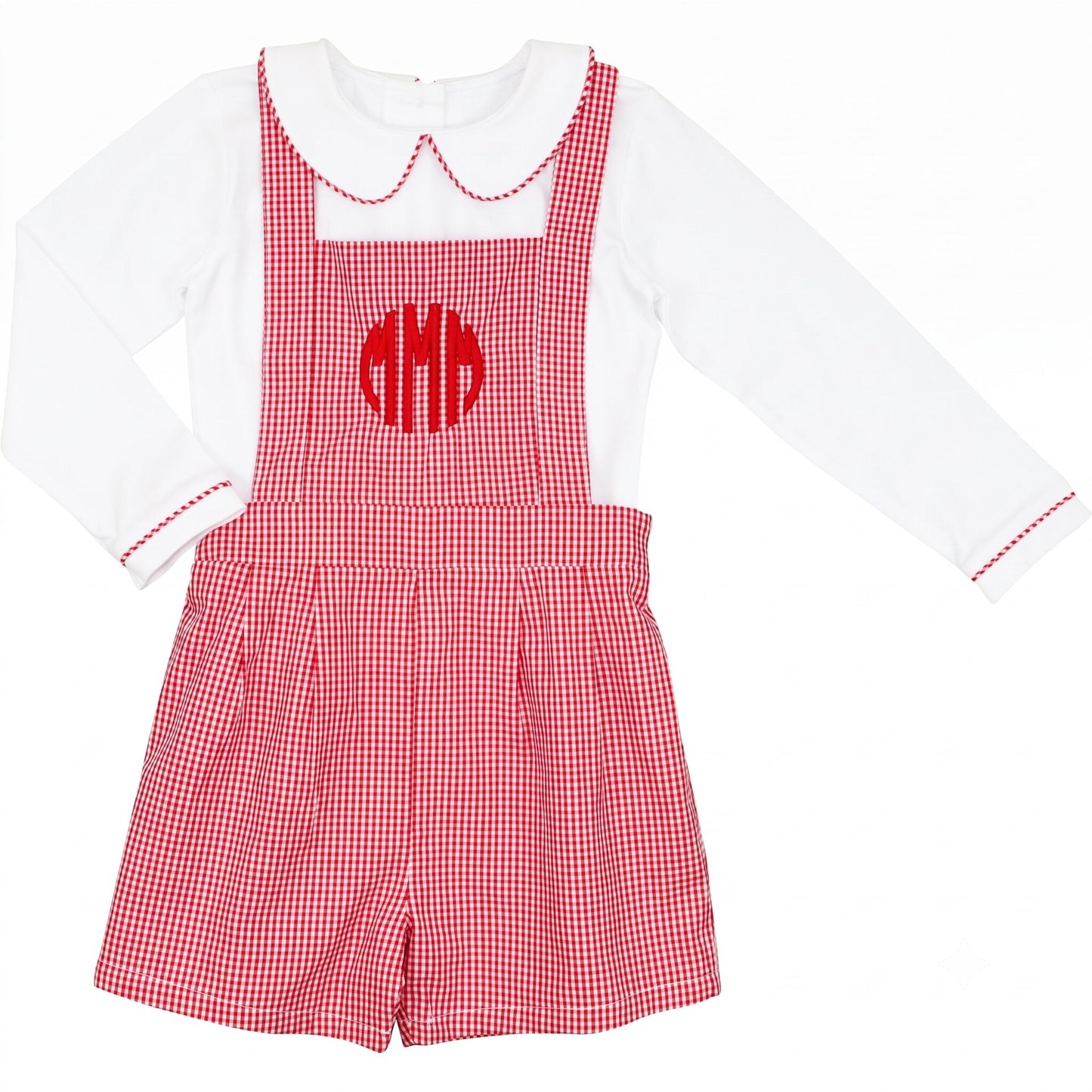 Red Gingham Short Overall Set