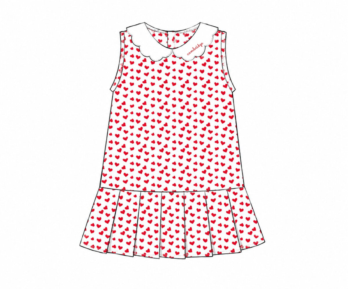 Red Heart Print Knit Tennis Dress3