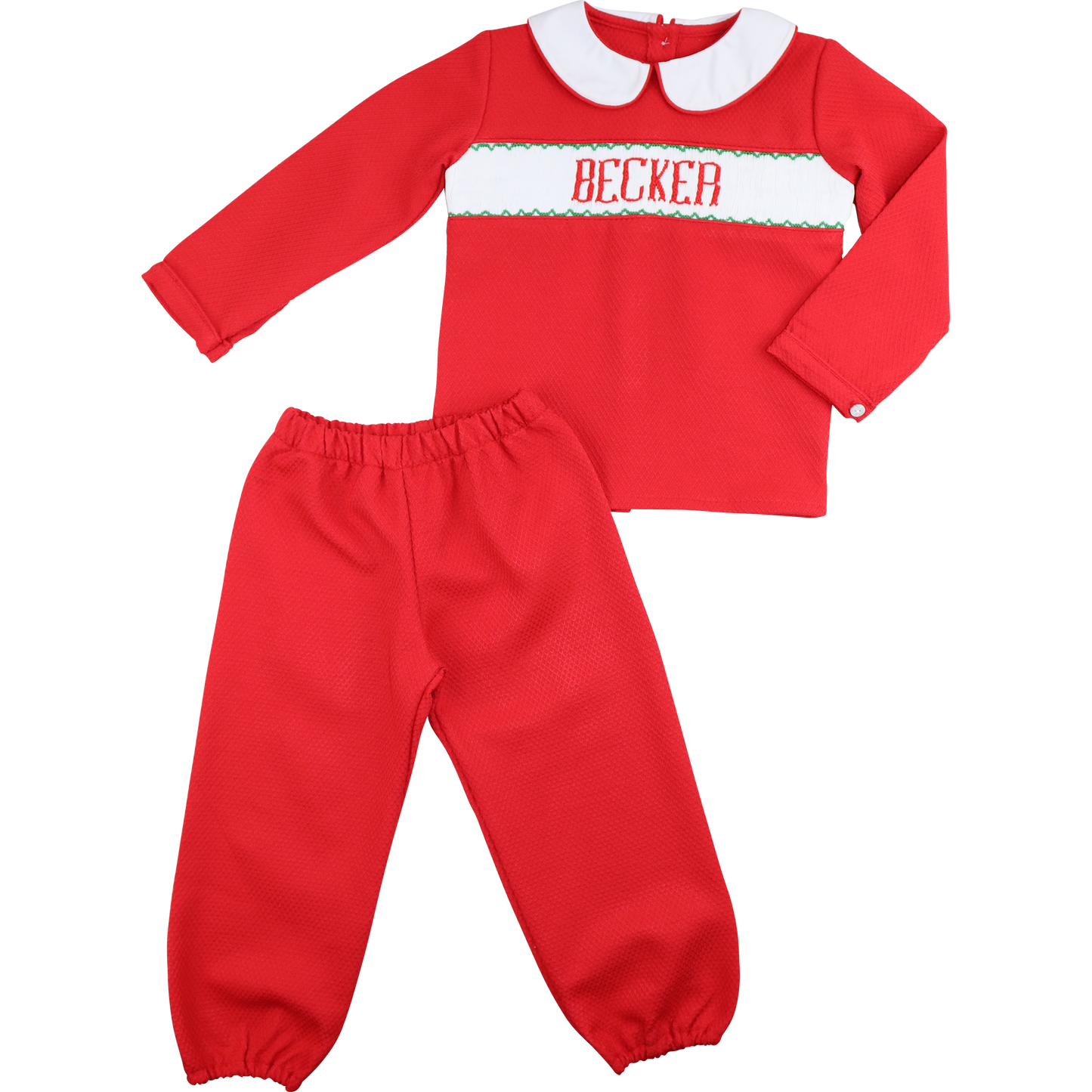 Red Honeycomb Custom Smocked Ankle Pant Set