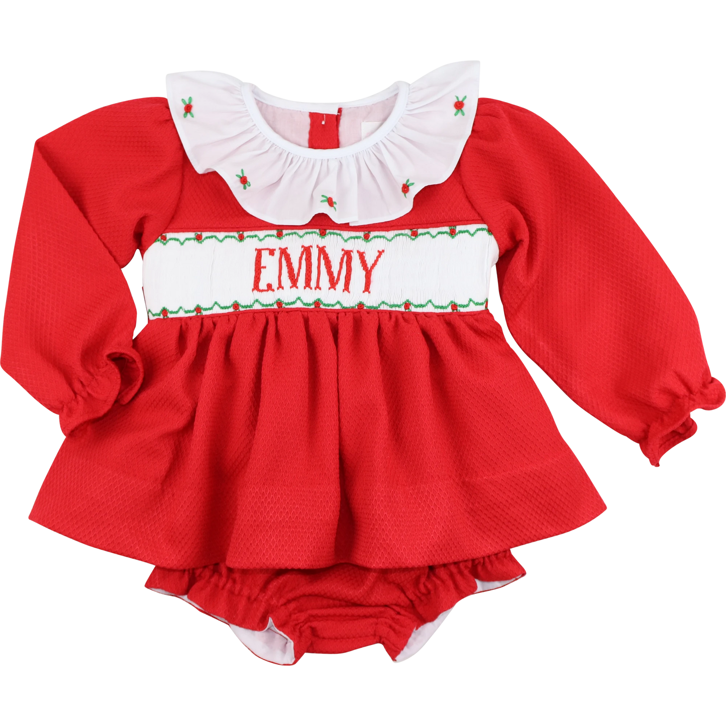 Red Honeycomb Custom Smocked Diaper Set