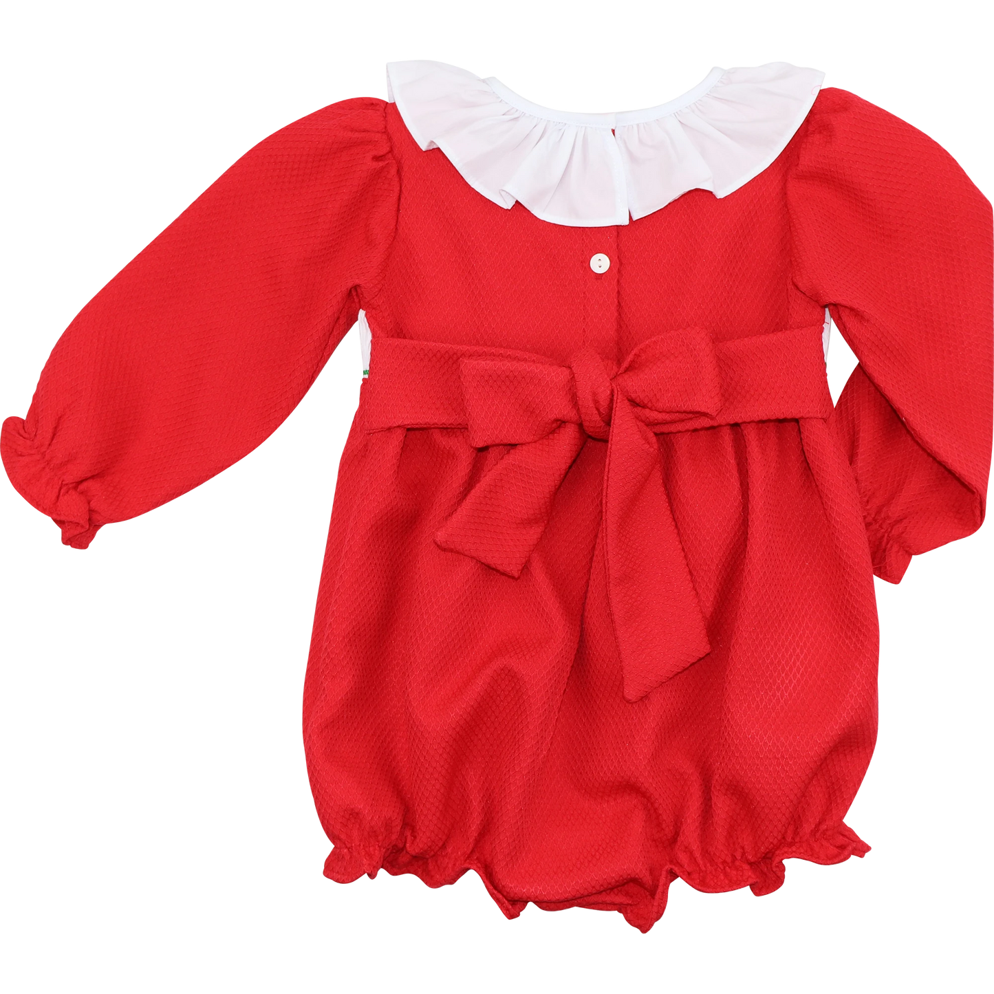 Red Honeycomb Custom Smocked Ruffle Bubble