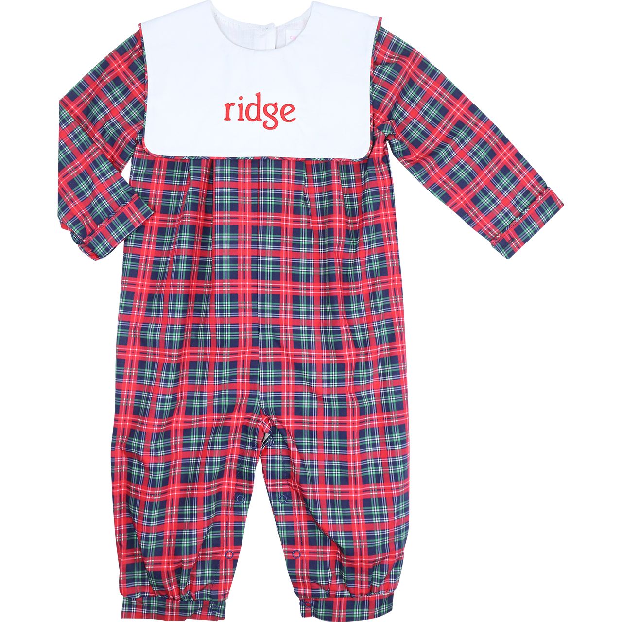 Red Plaid Square Collar Romper