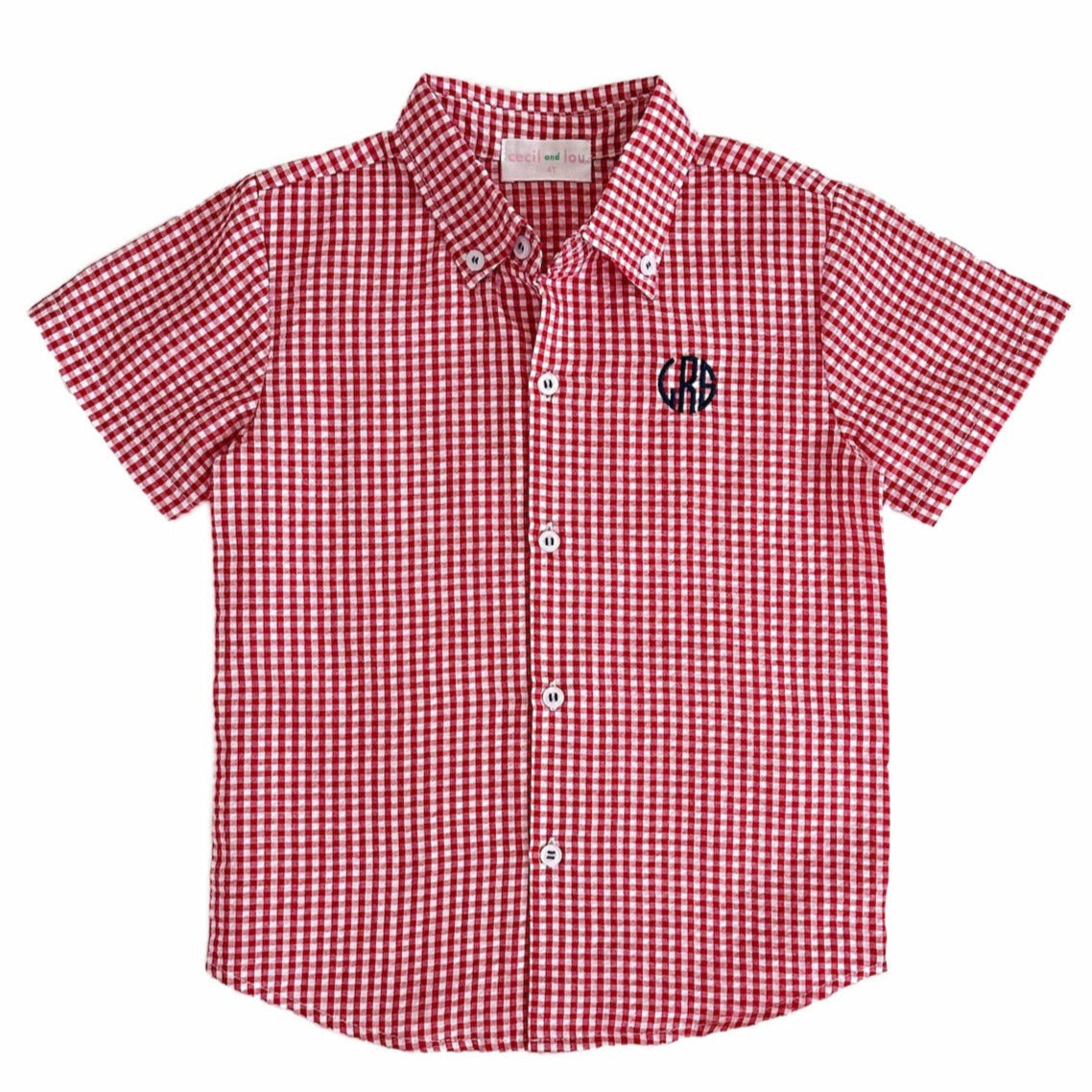 Red Seersucker Button Down Shirt