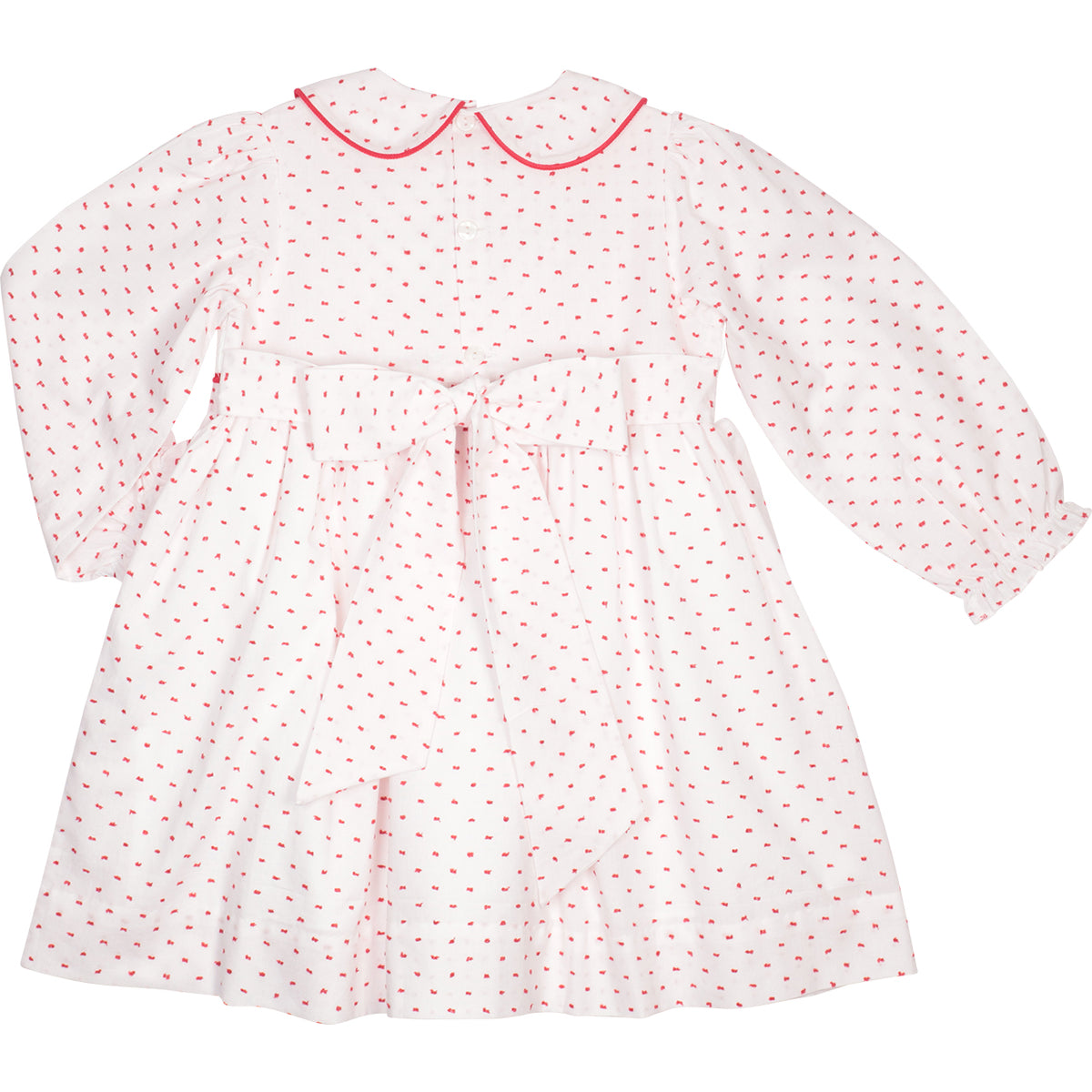 Red Swiss Dot Custom Smocked Dress - back