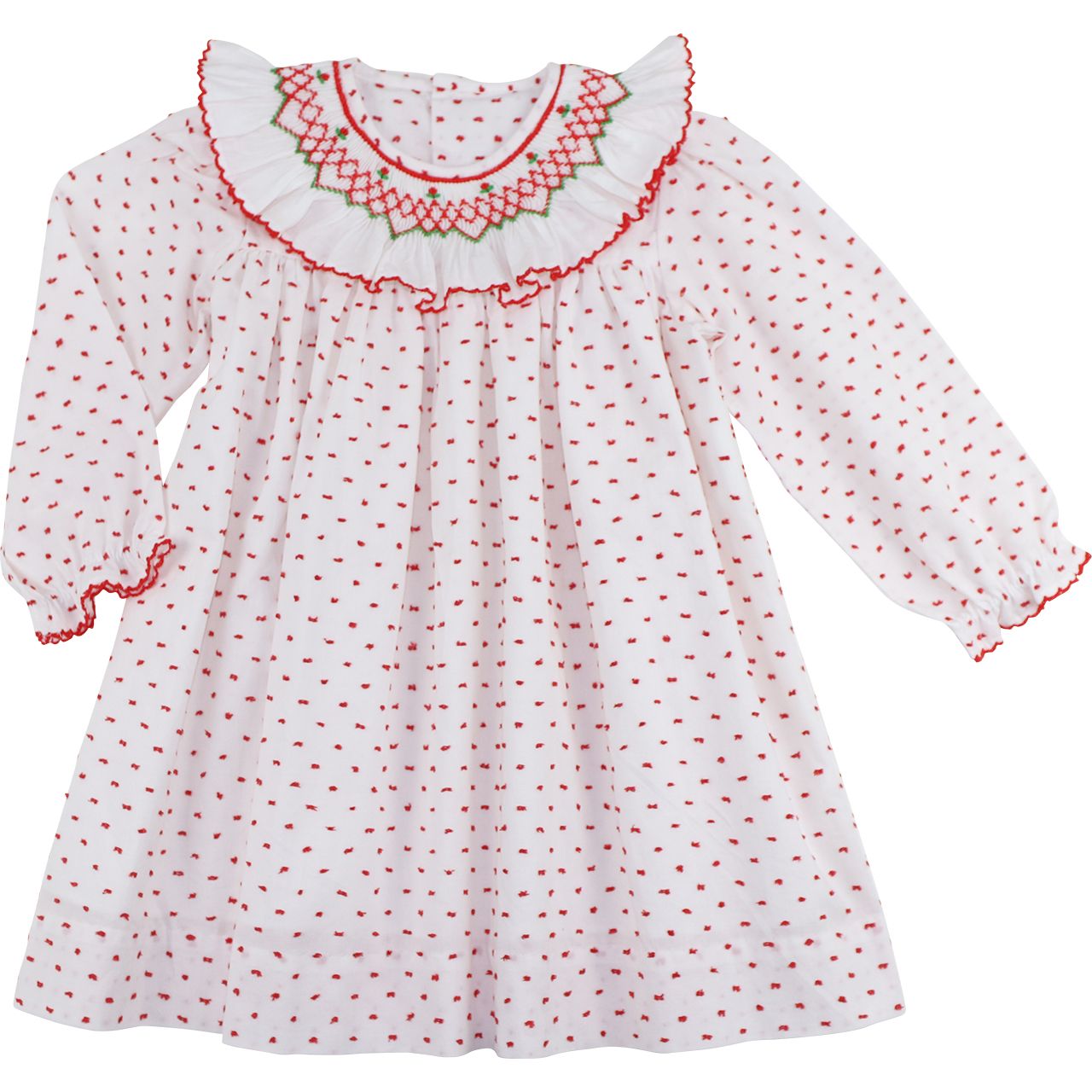 Red Swiss Dot Smocked Dress