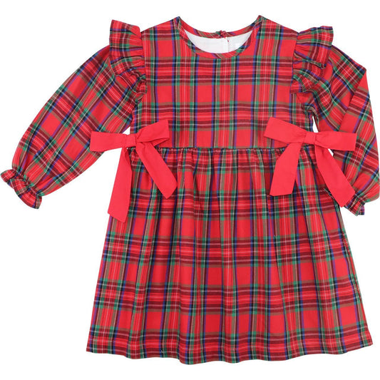 Red Tartan Plaid Bow Dress