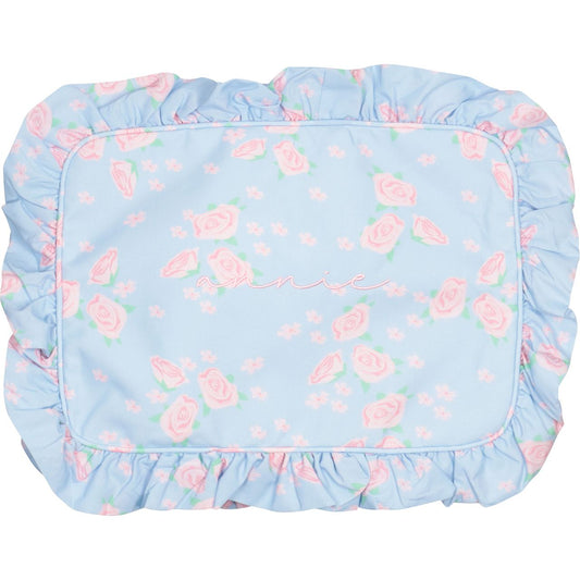 Rose Print Ruffle Zipper Pouch